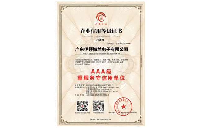 AAA级重合同守信用企业